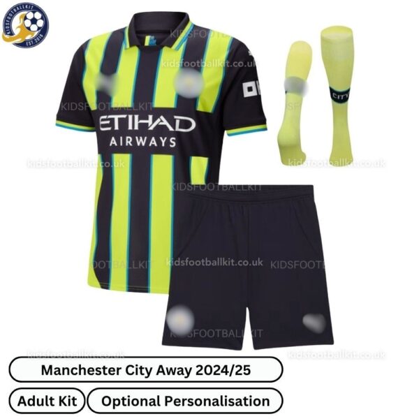 Manchester City Away Adult Football Kit 24_25 -front view with socks-blur