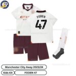 Manchester City Away Kids Football Kit 23_24-FODEN 47-front view-blur