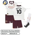 Manchester City Away Kids Football Kit 23_24-GREALISH 10-front view-blur