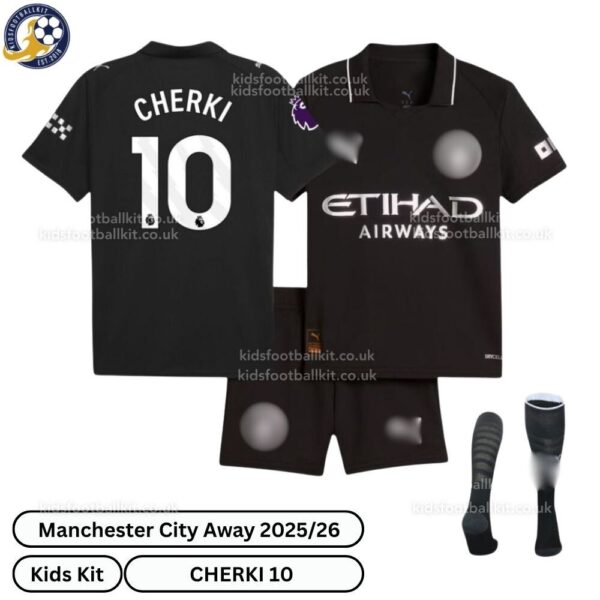 Manchester City Away Kids Football Kit 25_26-CHERKI 10 -over view-blur