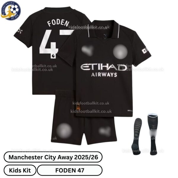 Manchester City Away Kids Football Kit 25_26-FODEN 47-over view-blur