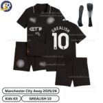 Manchester City Away Kids Football Kit 25_26-GREALISH 10-over view-blur