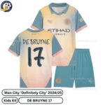 Manchester City Definitely City Kids Football Kit 24_25 -DE BRUYNE 17- over view-blur