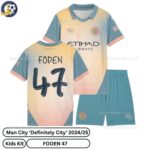 Manchester City Definitely City Kids Football Kit 24_25 -FODEN 47- over view-blur