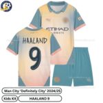 Manchester City Definitely City Kids Football Kit 24_25 -HAALAND 9- over view-blur