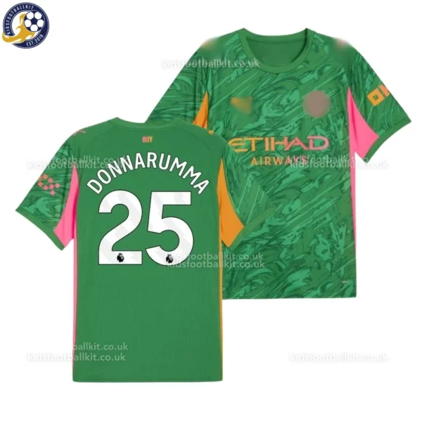 Manchester City Goalkeeper Kids Football Kit 2025_26 – DONNARUMMA 25 – Green-over view