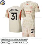Manchester City Goalkeeper Kids Football Kit 24_25 -EDERSON M. 31 - over view-white-blur
