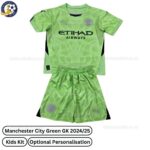 Manchester City Goalkeeper Kids Football Kit 24_25 - front view-green-blur