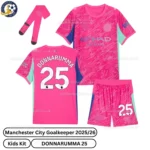 Manchester City Goalkeeper Kids Kit 25_26- DONNARUMMA 25 - Pink - over view
