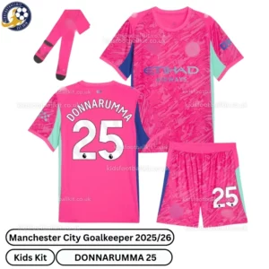 Manchester City Goalkeeper Kids Kit 25_26- DONNARUMMA 25 - Pink - over view