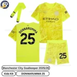 Manchester City Goalkeeper Kids Kit 25_26- DONNARUMMA 25 - yellow - over view