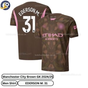 Manchester City Goalkeeper Men Football Shirt 24_25-EDERSON M. 31-over view-brown-blur