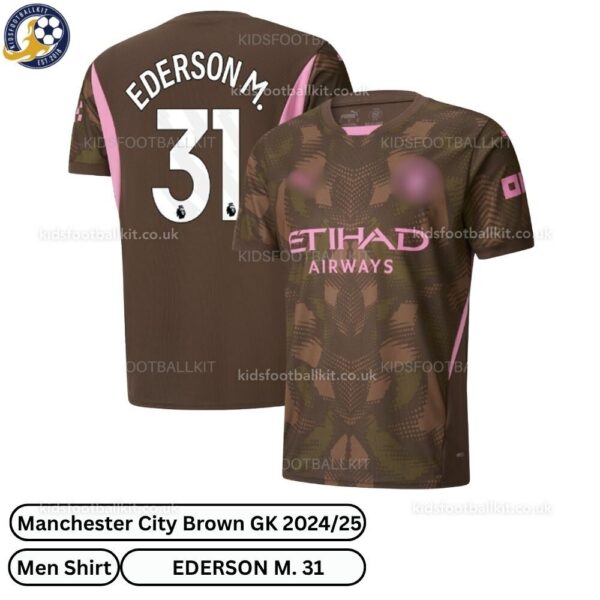 Manchester City Goalkeeper Men Football Shirt 24_25-EDERSON M. 31-over view-brown-blur