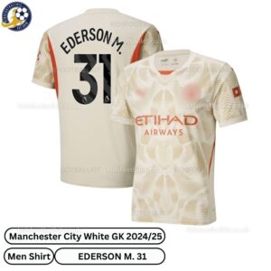 Manchester City Goalkeeper Men Football Shirt 24_25-EDERSON M. 31-over view-white-blur