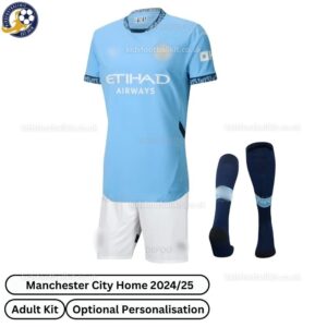 Manchester City Home Adult Football kit 24_25- front view with socks-blur