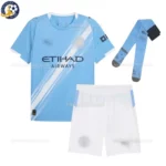 Manchester City Home Kids Football Kit 2025_26 – HAALAND 9-front view