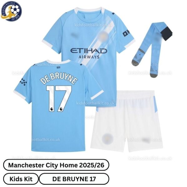 Manchester City Home Kids Football Kit 25_26-DE BRUYNE 17-over view-blur