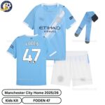 Manchester City Home Kids Football Kit 25_26-FODEN 47-over view-blur