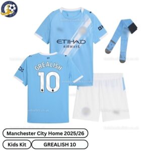 Manchester City Home Kids Football Kit 25_26-GREALISH 10-over view-blur
