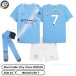 Manchester City Home Kids Football Kit 25_26- MARMOUSH 7- over view-blur