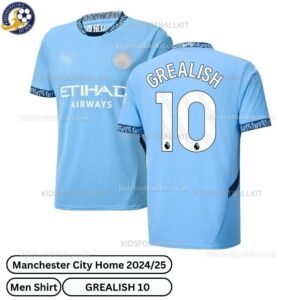 Manchester City Home Men Football Shirt 24_25-GREALISH 10-over view-blur