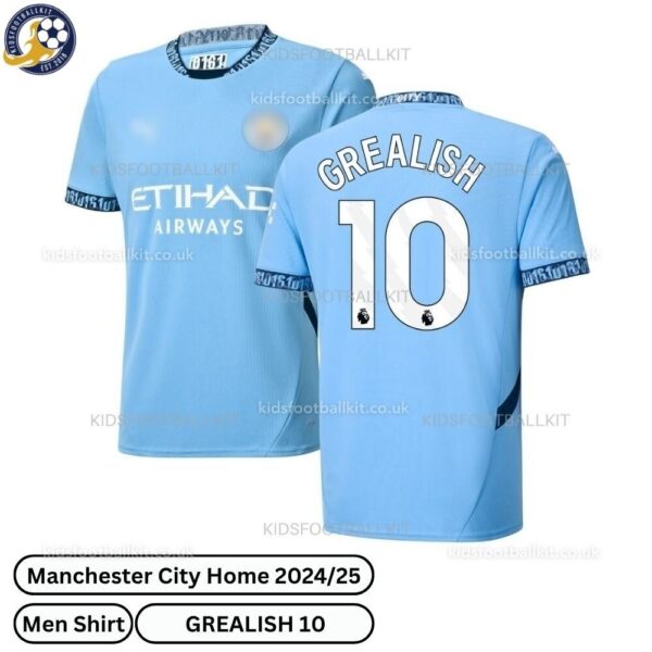 Manchester City Home Men Football Shirt 24_25-GREALISH 10-over view-blur
