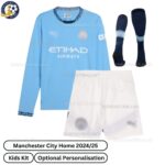 Manchester City Home Men Football Shirt 24_25-GREALISH 10-over view with socks-long sleeve-blur