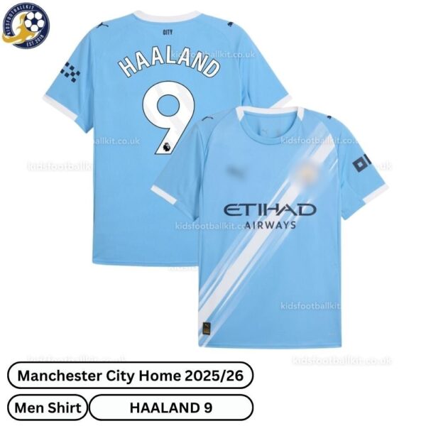 Manchester City Home Men Football Shirt 25_26- HAALAND 9-over view-blur