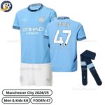 Manchester City Home Men & Kids Football Kit 24_25-FODEN 47-over view-blur