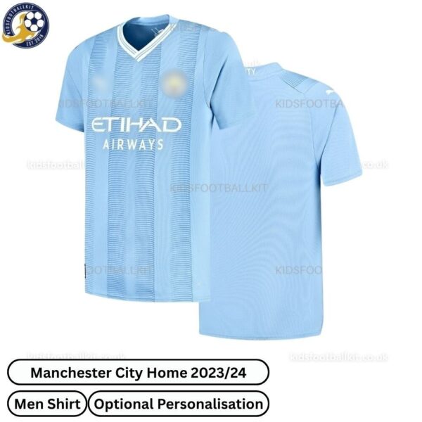 Manchester City Home Men football shirt 23_24-over view -blur