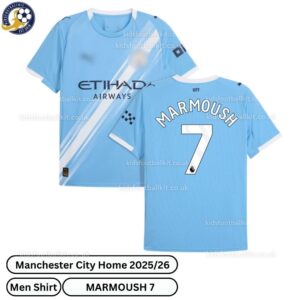 Manchester City Home men football shirt 25_26-MARMOUSH 7-over view-blur