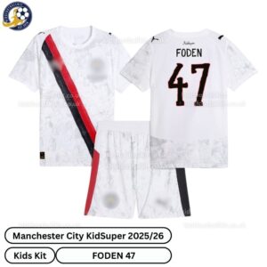 Manchester City Kidsuper Kids Football Kit 25_26- FODEN 47- over view-blur