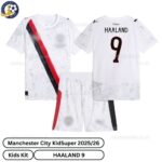 Manchester City Kidsuper Kids Football Kit 25_26- HAALAND 9- over view-blur