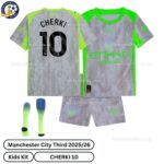 Manchester City Third Kids Football Kit 25_26-CHERKI 10-over view-blur