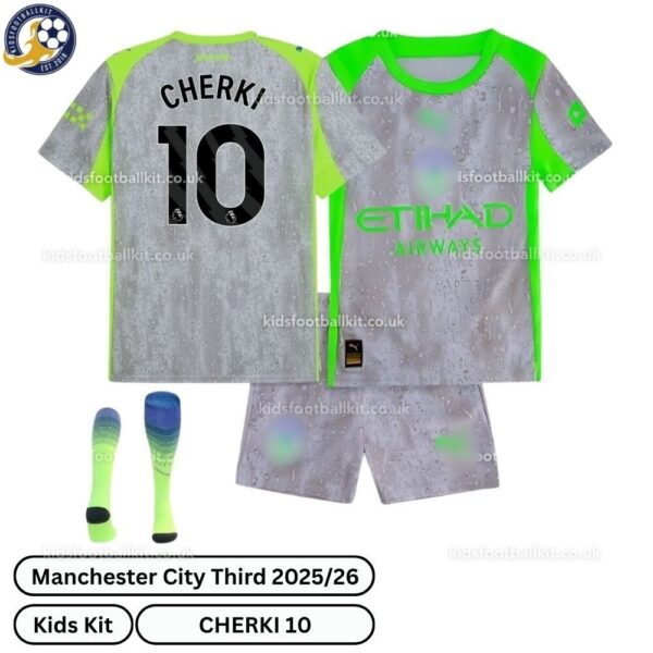 Manchester City Third Kids Football Kit 25_26-CHERKI 10-over view-blur