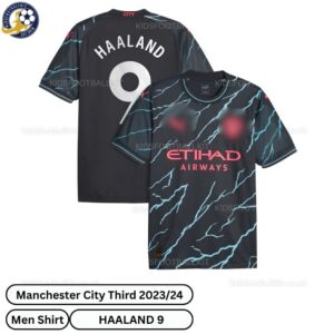 Manchester City Third Men Football Shirt 23_24 - HAALAND 9-over view with socks-blur