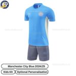 Manchester City Training Kids Football Kit 24_25-front view-blue-blur