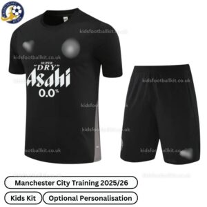 Manchester City Training Kids Football Kit 25_26-front view-black-blur