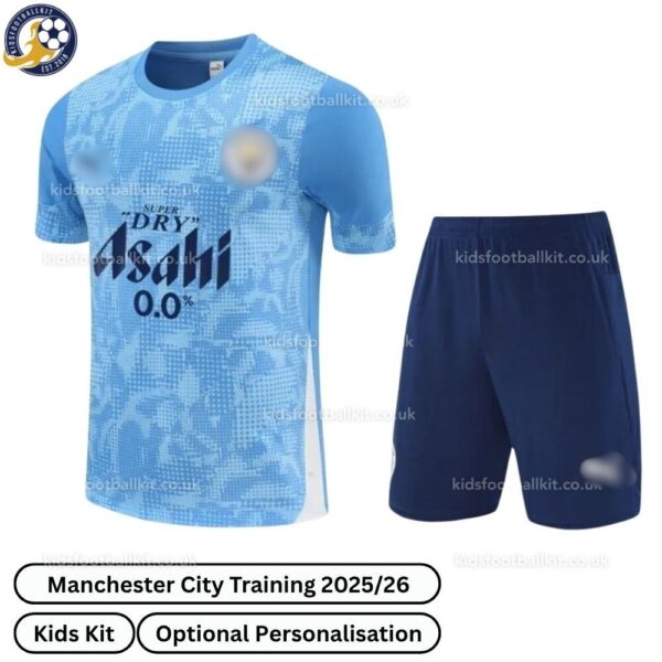 Manchester City Training Kids Football Kit 25_26- front view-blur
