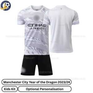 Manchester City Year of the dragon kids football kit 23_24-over view-blur