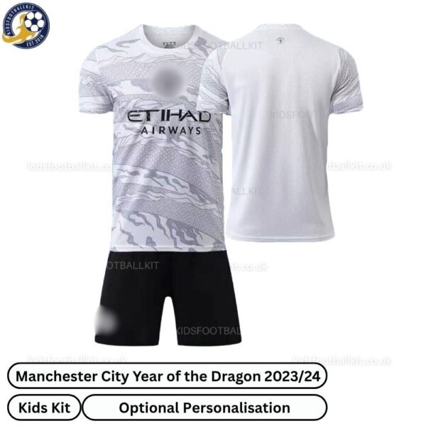 Manchester City Year of the dragon kids football kit 23_24-over view-blur