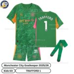 Manchester City goalkeeper kids football kit 25_26-TRAFFORD 1-over view-green-blur
