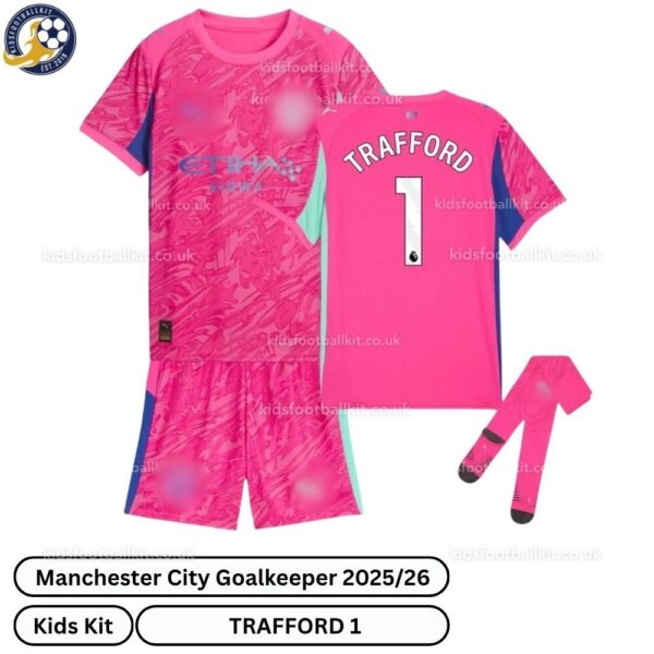 Manchester City goalkeeper kids football kit 25_26-TRAFFORD 1-over view-pink-blur
