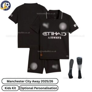 Manchester city away kids football kit 25_26-over view-blur