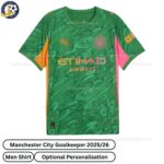 Manchester city goalkeeper men football shirt 25_26-over view-green-blur
