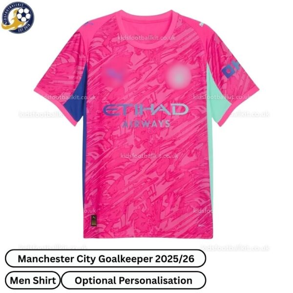 Manchester city goalkeeper men football shirt 25_26-over view-pink-blur