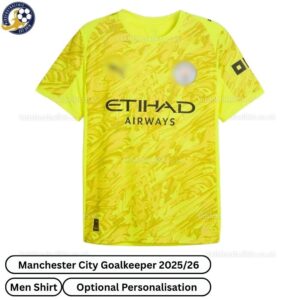 Manchester city goalkeeper men football shirt 25_26-over view-yellow-blur