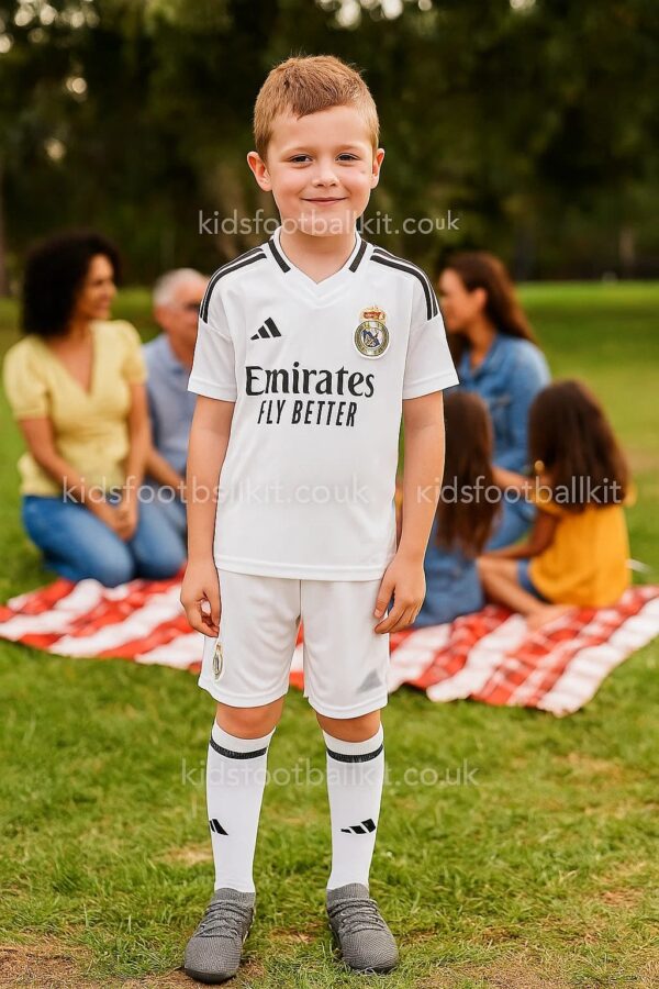 Real Madrid Home Kids Football Kit 2024/25 BELLINGHAM 5 Printed (With Socks) - AI Generated