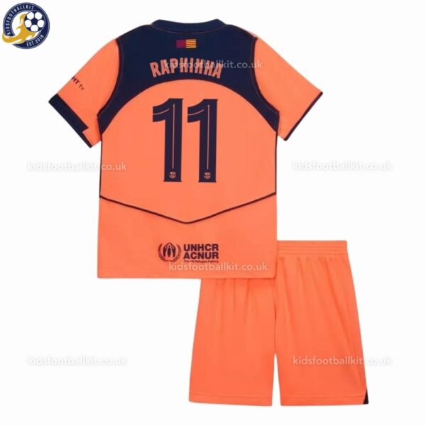 Barcelona RAPHINHA 11 Third Kids Football Kit 25_26-back view