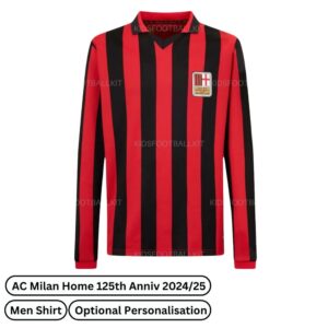 AC Milan Home 125th Anniversary Men Football Shirt 2024/25 (Long Sleeve) (Front view)